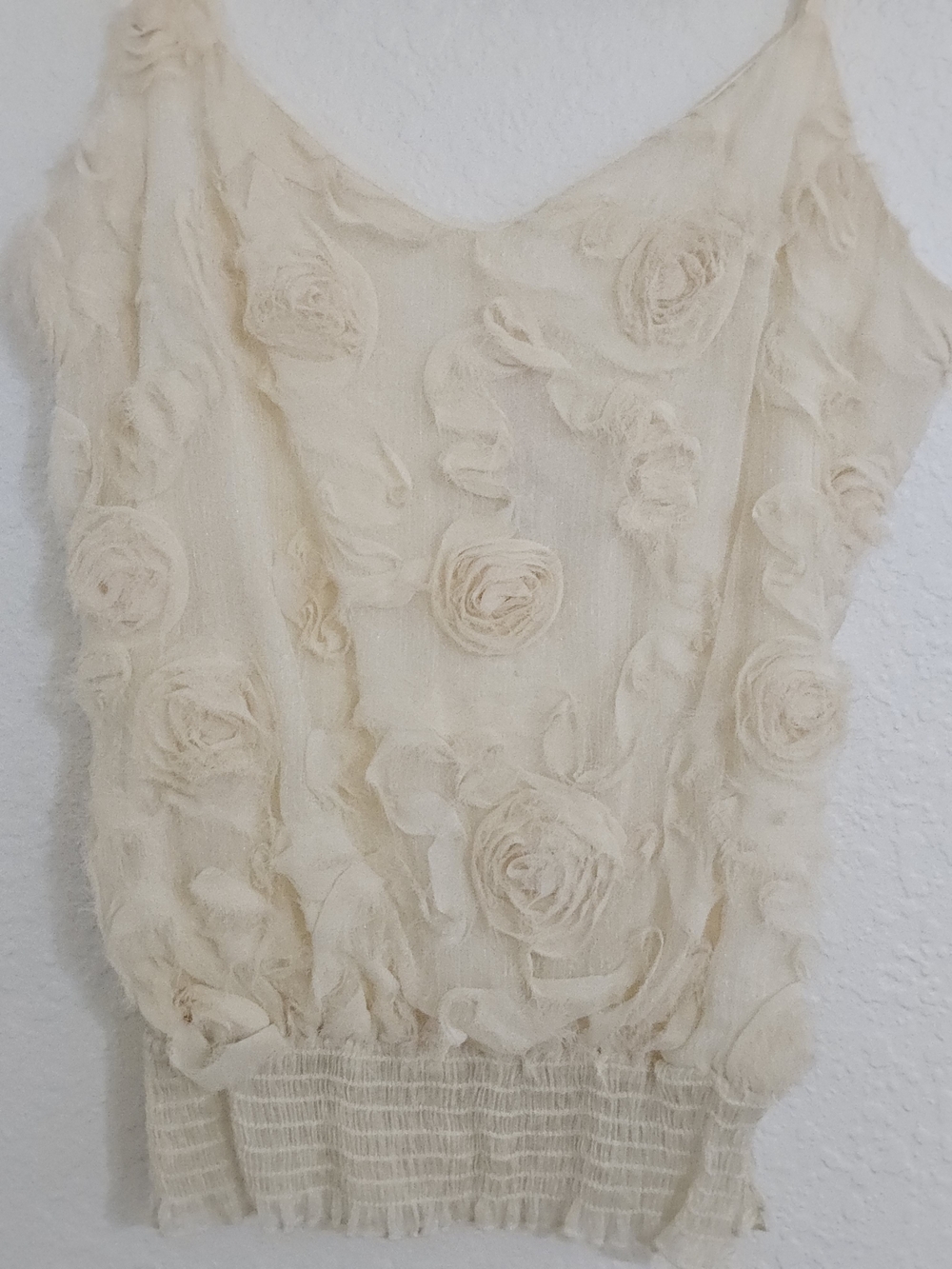Heart Soul Cream Ruffled Tank with Pink Logo Tag